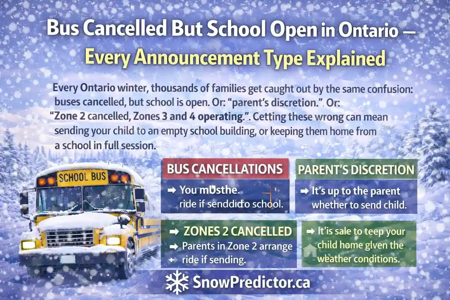 Bus Cancelled but School Open in Ontario Explained