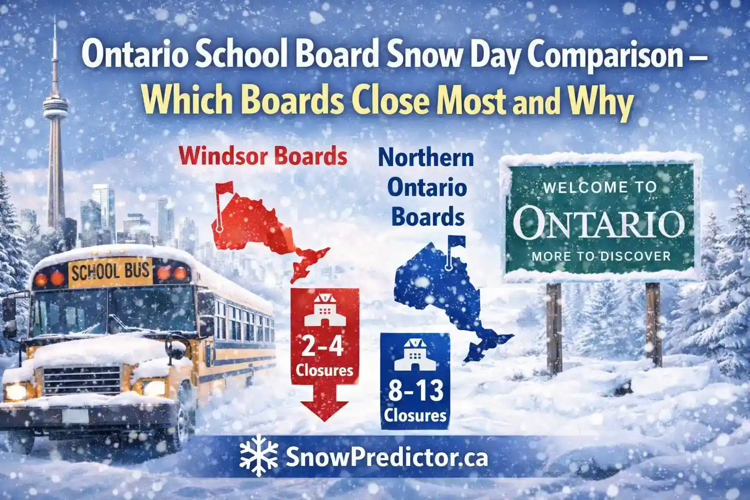 Ontario school board snow day comparison with school bus and closure rates
