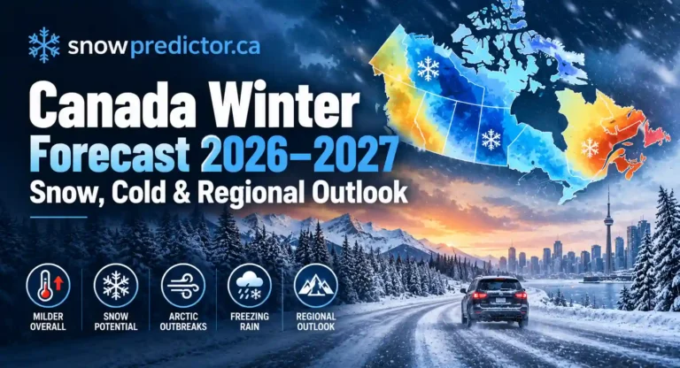 Canada winter forecast 2026–2027 with snow, cold and regional outlook.