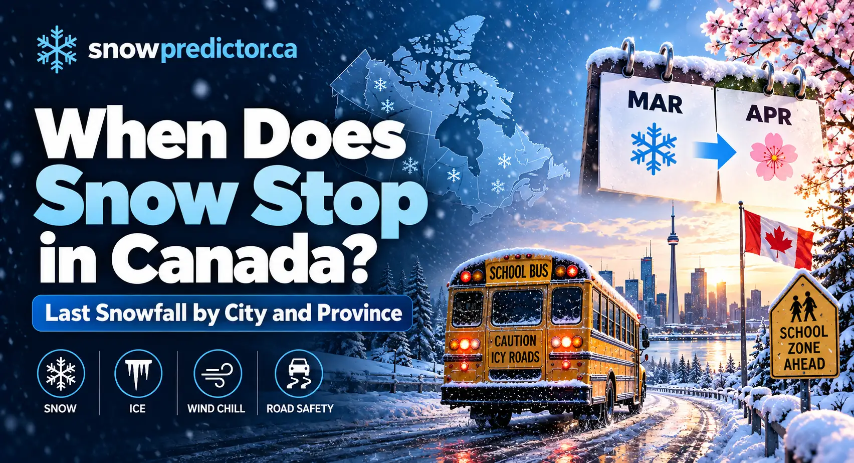 When snow stops in Canada by city and province.